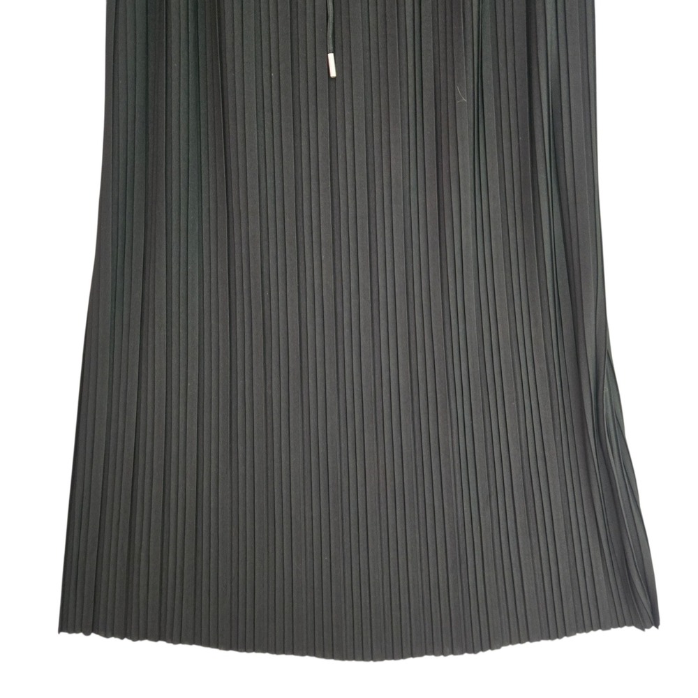 Goth Black Pleated Maxi Skirt Small Accordion Pleat Long Skirt Dressy Minimal - Picture 4 of 8